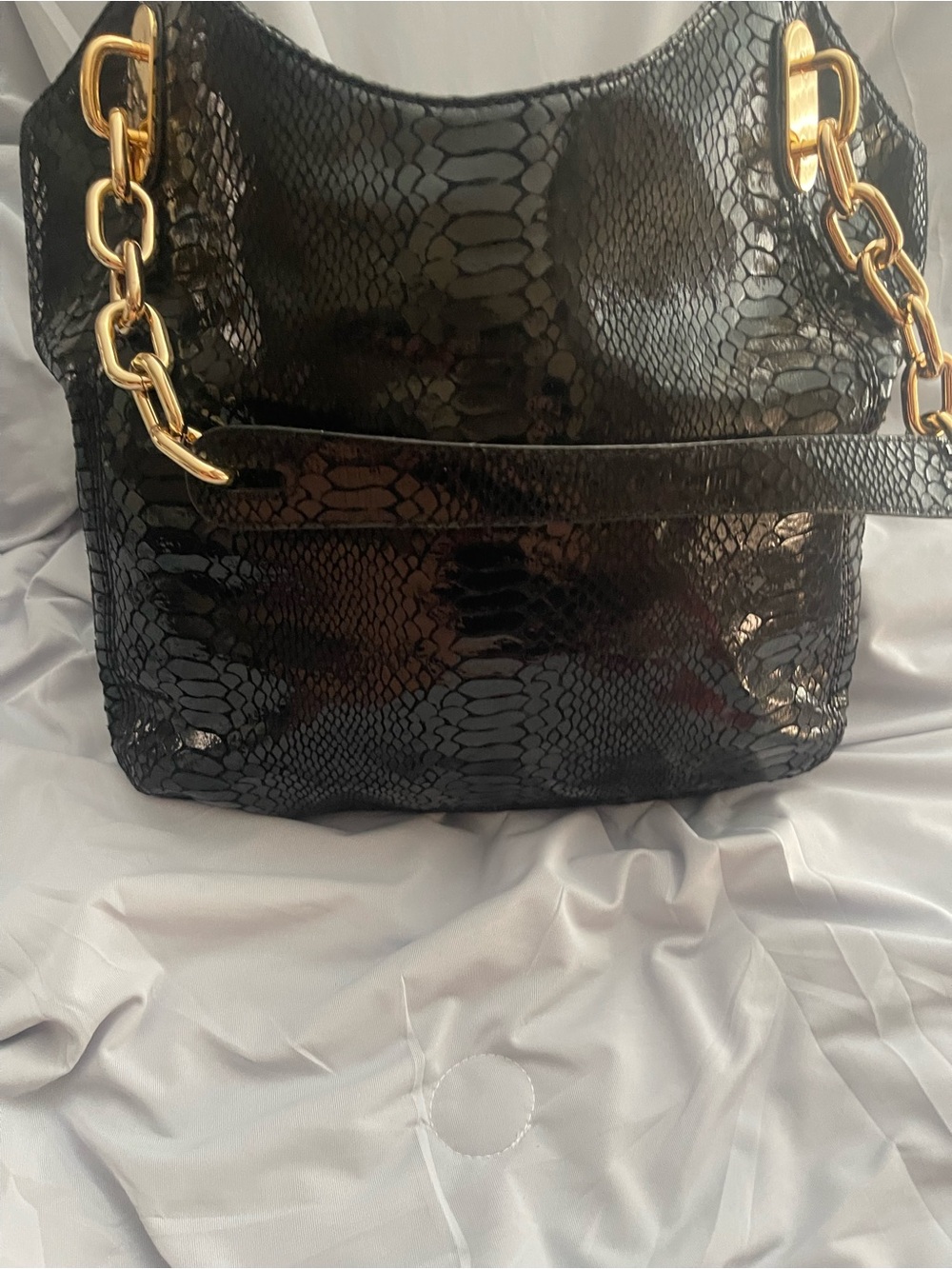 Michael Kors Black Snake-Embossed Shoulder Bag with Wallet - Picture 4 of 6
